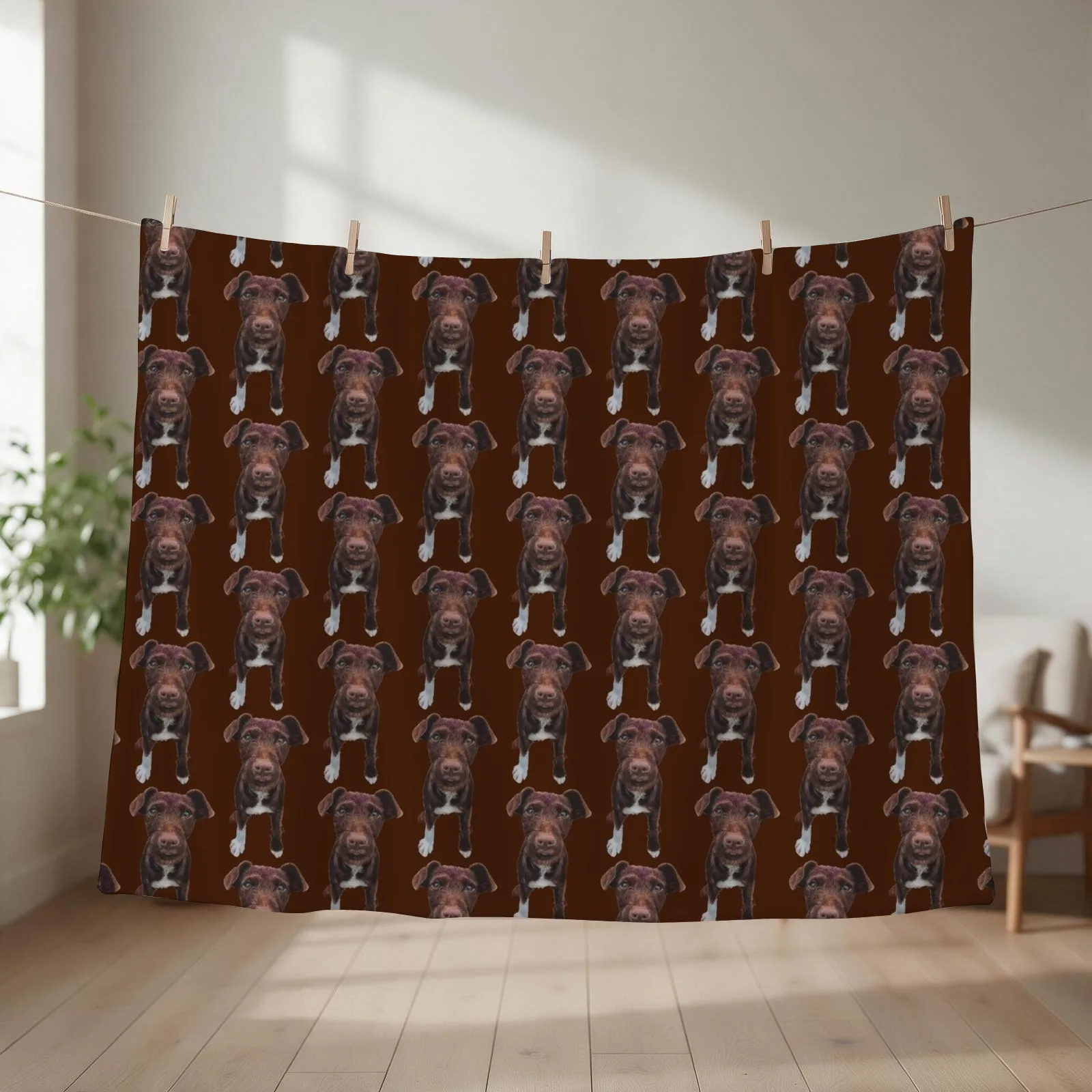 Patterdale Terrier puppy, Joey Throw Blanket couch cozy soft plush fuzzy picnic outdoor blanket
