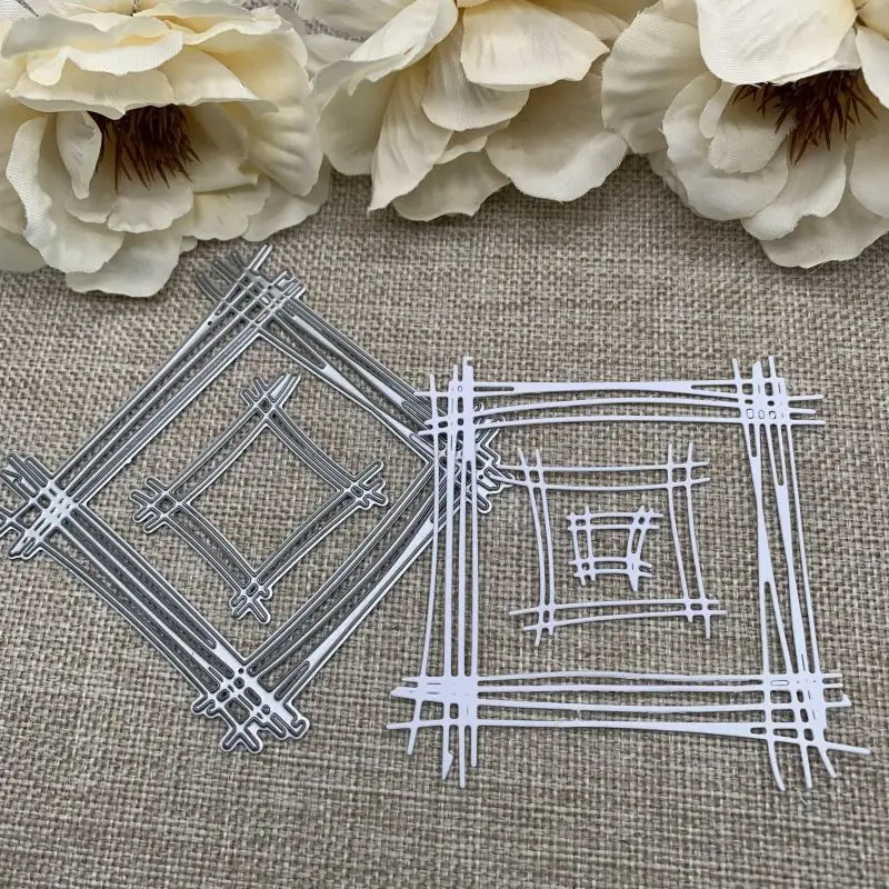 3Pcs Cross square frame Metal Cutting Dies Stencils For DIY Scrapbooking Decorative Handcraft Die Cutting Template Mold