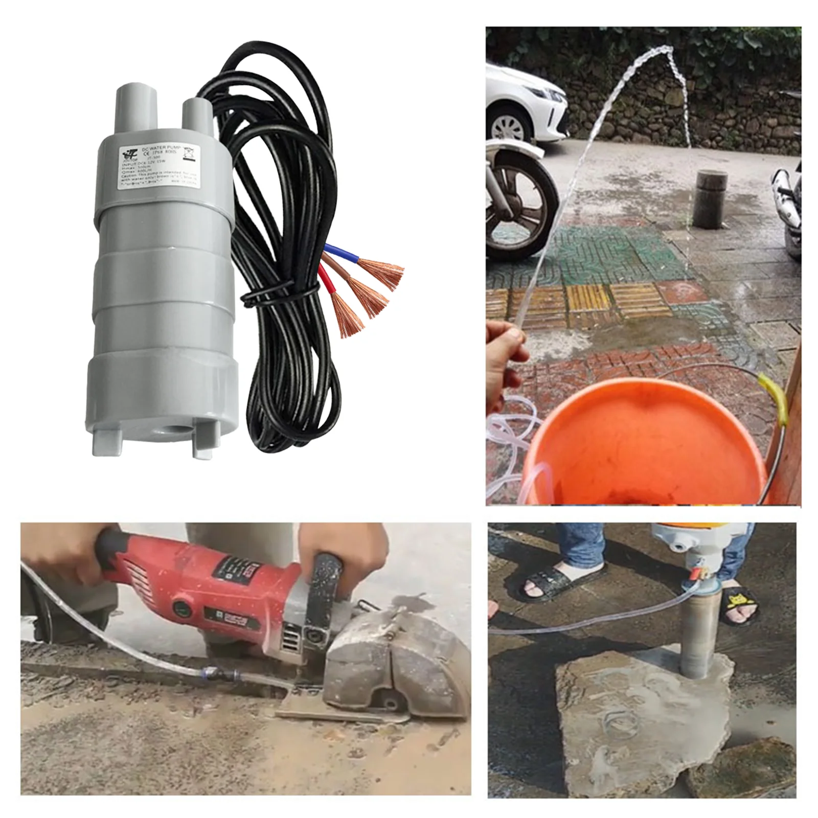 1000L/H DC 12V Submersible Water Pump High Flow Three-wire Water Pump for Motorhome Camper Pond Aquarium