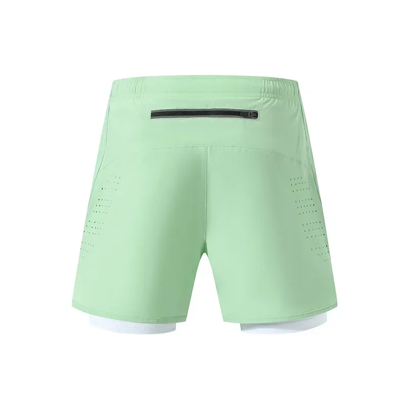 Shorts de compressão para mulheres, 2 em 1, tamanho grande, maratona secagem rápida, forro esportivo de treinamento, calças justas fitness, bolso, verão