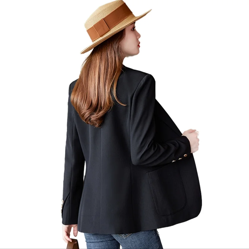 Vrouwen Lange Mouwen Leisure Blazer Jas Nieuwe Lente Herfst Professionele Blazer Vrouwelijke Top Mode Slanke Zak Knop Jasje