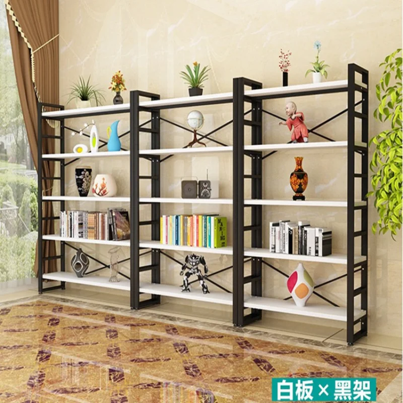 

Storage rack, steel and wood bookshelf, display rack, simple living room, minimalist floor storage rack