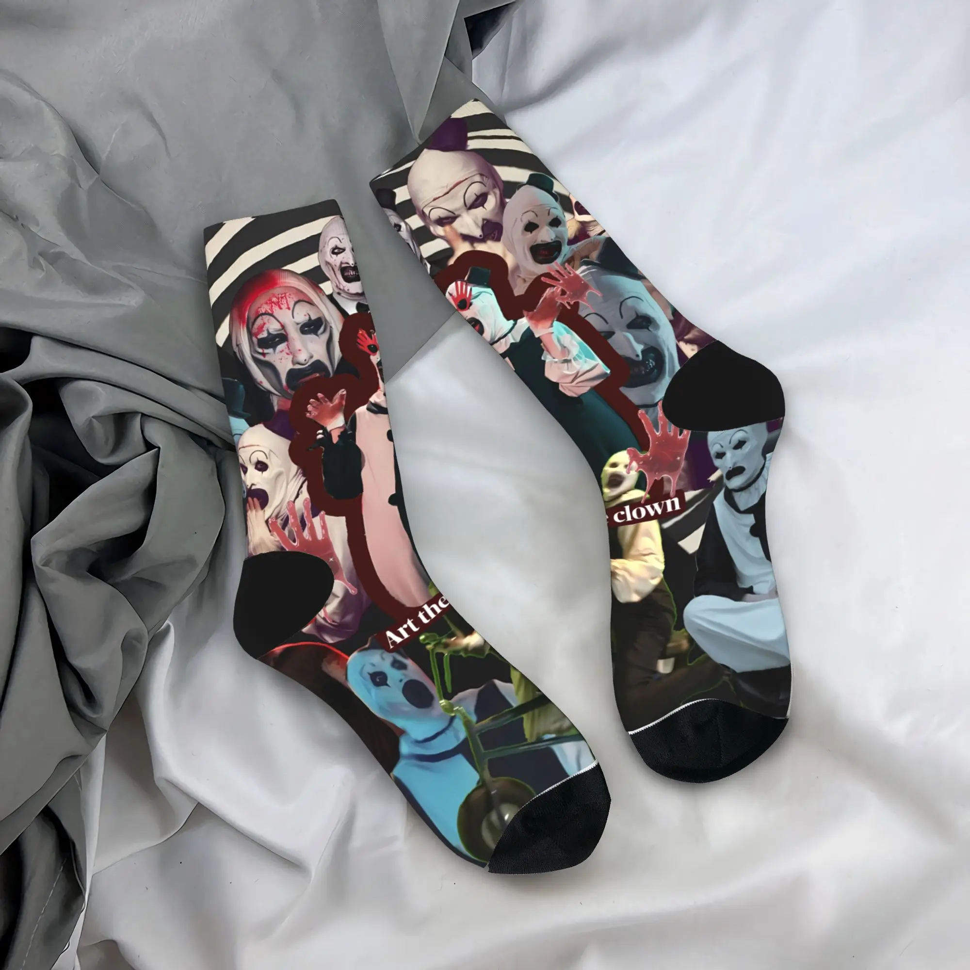 

Носки Art Crispies Terrifier Clown, повседневные чулки для женщин и мужчин, средние мягкие носки для скалолазания, зимние дизайнерские носки против пота