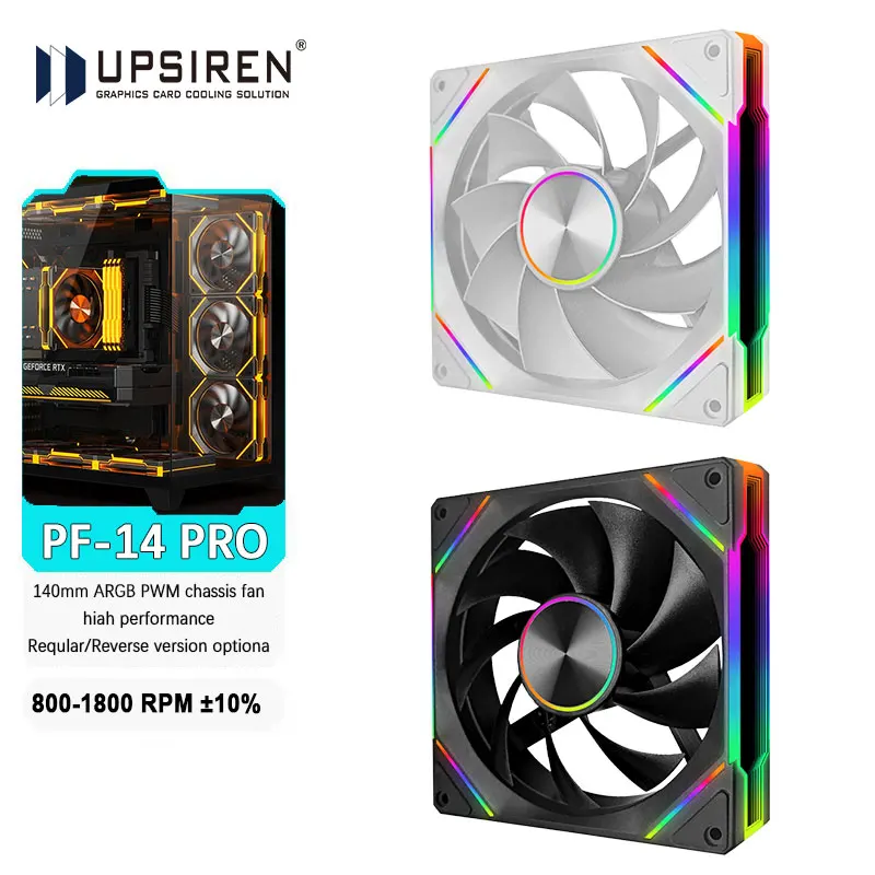 UPSIREN PF-14 PRO 140mm chassis fan Motherboard lighting synchronization/ ARGB+PWM Case fans Reqular/Reverse version optiona