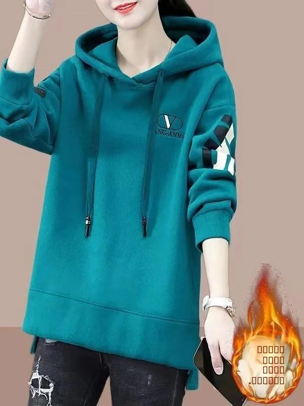 เสื้อฮู้ดดี้ผู้หญิง ความยาวปานกลาง แฟชั่น ทันสมัย สำหรับฤดูใบไม้ร่วงและฤดูหนาว รุ่นใหม่ ไซส์ใหญ่ ไซส์เล็ก  ทันสมัย สไตล์สตรีทแวร์