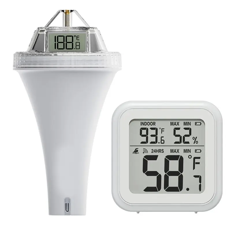 XSXS-Wireless Pool Thermometer Outdoor Pool Temperature Sensor Indoor Humidity Monitor Accurate Water And Air Temp Readings