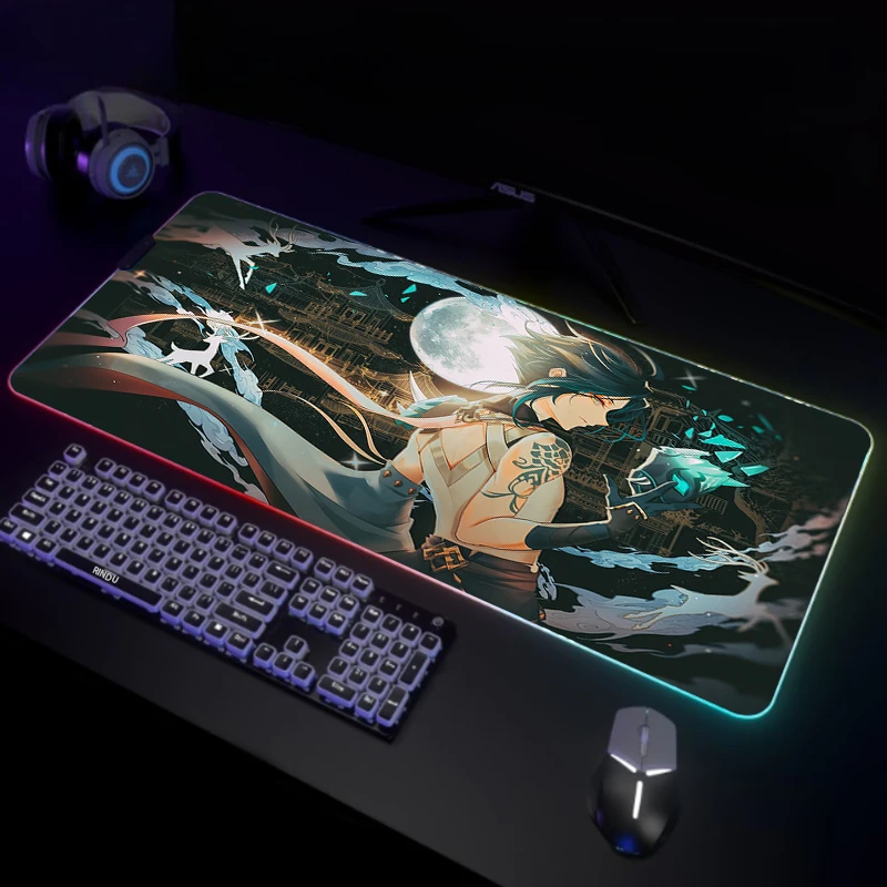 

Mousepads Genshin Impact Large RGB Mouse Pad Gaming Mousepad LED Mouse Mat Gamer Desk Mats Rubber Table Rug Backlit Desk Pads