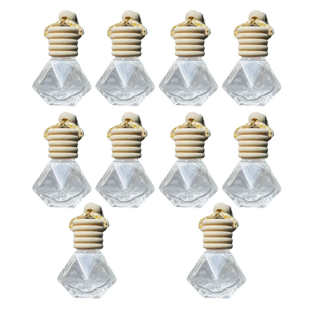 10 Pcs Perfume Bottle Pendant Miss Perfumes Essential Oil Diffusers Glasswooden Rearview Mirror Hanging Accessories Car