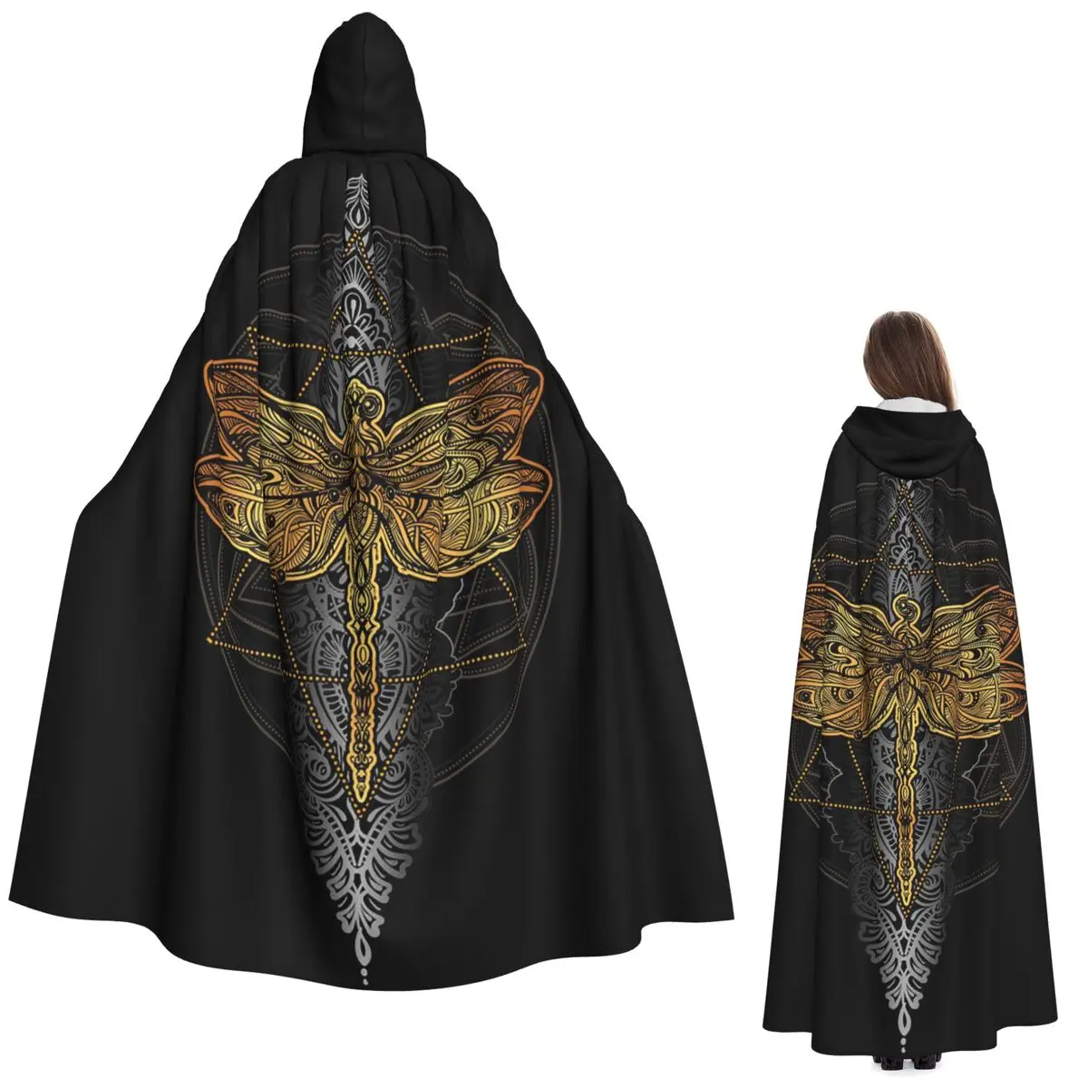 

Неоновый светящийся плащ с капюшоном «Космическая стрекоза и звездная ночь», средневековый костюм ведьмы, накидка для косплея, для вечеринки на Хэллоуин, унисекс для взрослых