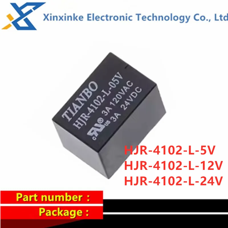 5PCS HJR-4102-L-5V HJR-4102-L-12V HJR-4102-L-24V 6-pin 3A Relay 5/12/24VDC