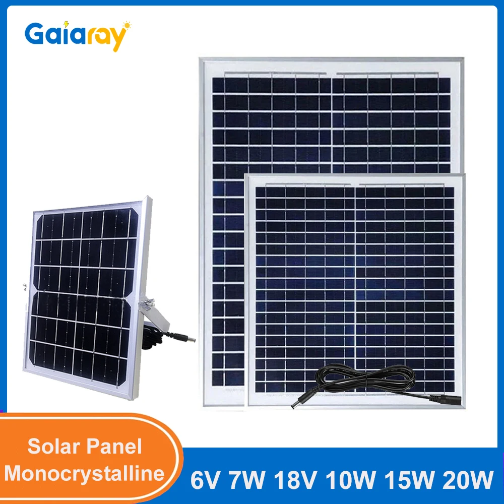 Gaiaray 18V 7W-20W Monocrystalline Solar Panel DC5521