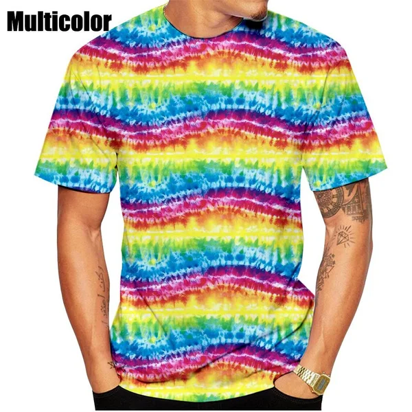 Vintage T Shirts For Men Tie Dye Pattern 3D Printed Short Sleeve Fashion Oversized T-shirt Casual Men\'s Clothing