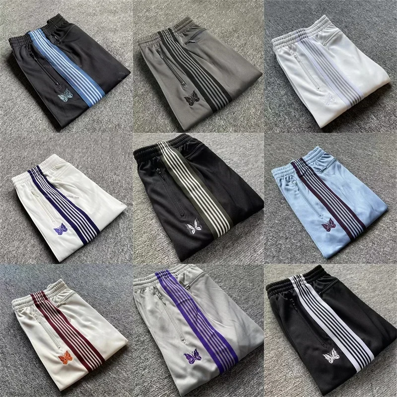 

Butterfly Embroidery Logo Multicolour AWGE Sweatpants High Quality Womens Stripe Sweatpants Men Pants