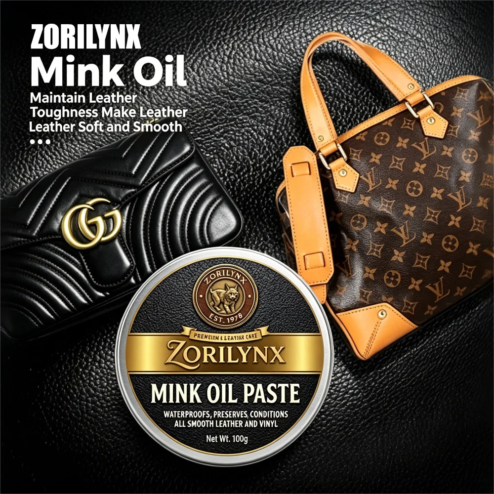 50g 100g Mink Oil Paste Premium Leather Care for Boots Shoes Jackets Sofa Furniture Waterproof Condition Preserve Softener