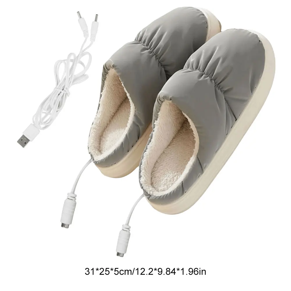 Electric Heating Slippers Adjustable Temperature Plush Heated Slippers Electric Foot Warmer Winter Heated Boots for Home Office