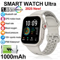 2025 nueva moda deportes reloj inteligente hombres mujeres 1,85 pulgadas HD AMOLED pantalla completamente táctil IP68 impermeable Bluetooth llamada relojes inteligentes