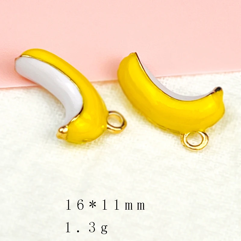 50pcs Mix Color DIY Alloy Fruit Banana Shaped  Pendant for Jewelry Making DIY Necklace Bracelet Accessories