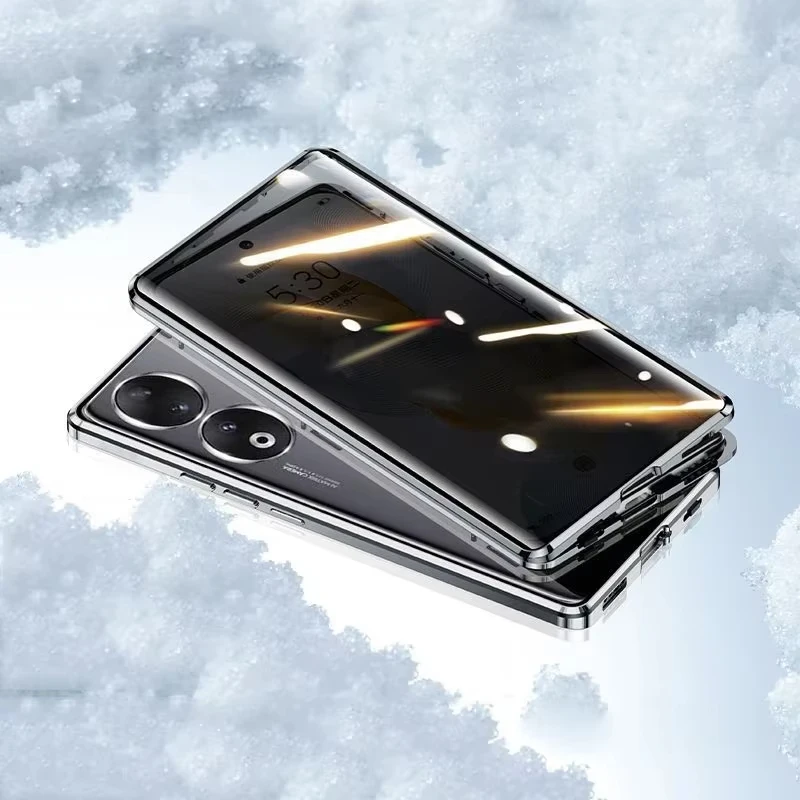 Etui na telefon z podwójnym szkłem 360 stopni chroniące przed podglądaniem, metalowe, magnetyczne, do Honor 400 300 200 100 90 70 50 Pro X40 Magic 4 5 6 7 Pro — zdjęcie produktu 4