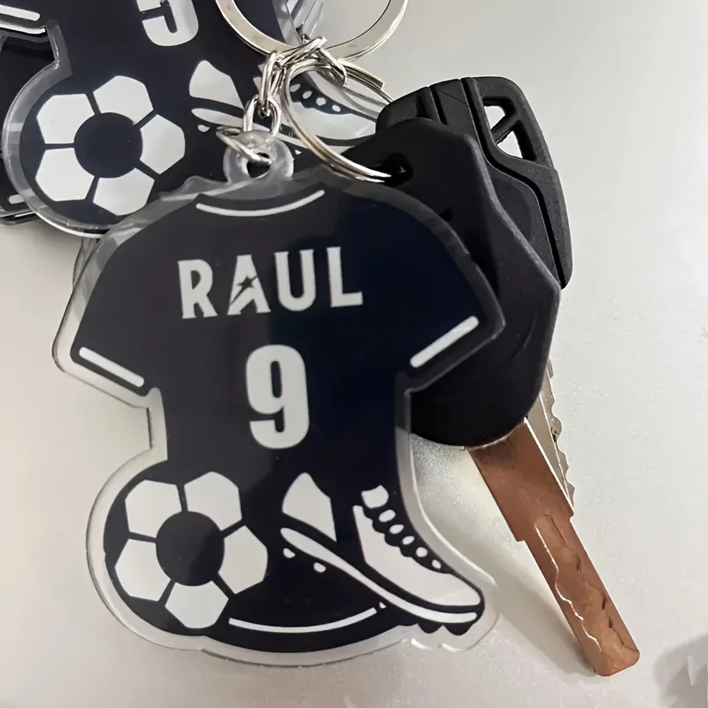 2D Flat Custom Football Jersey Keychain - Personalized Name And Number, Football And Shoe Design - Football Player, Fan image 3