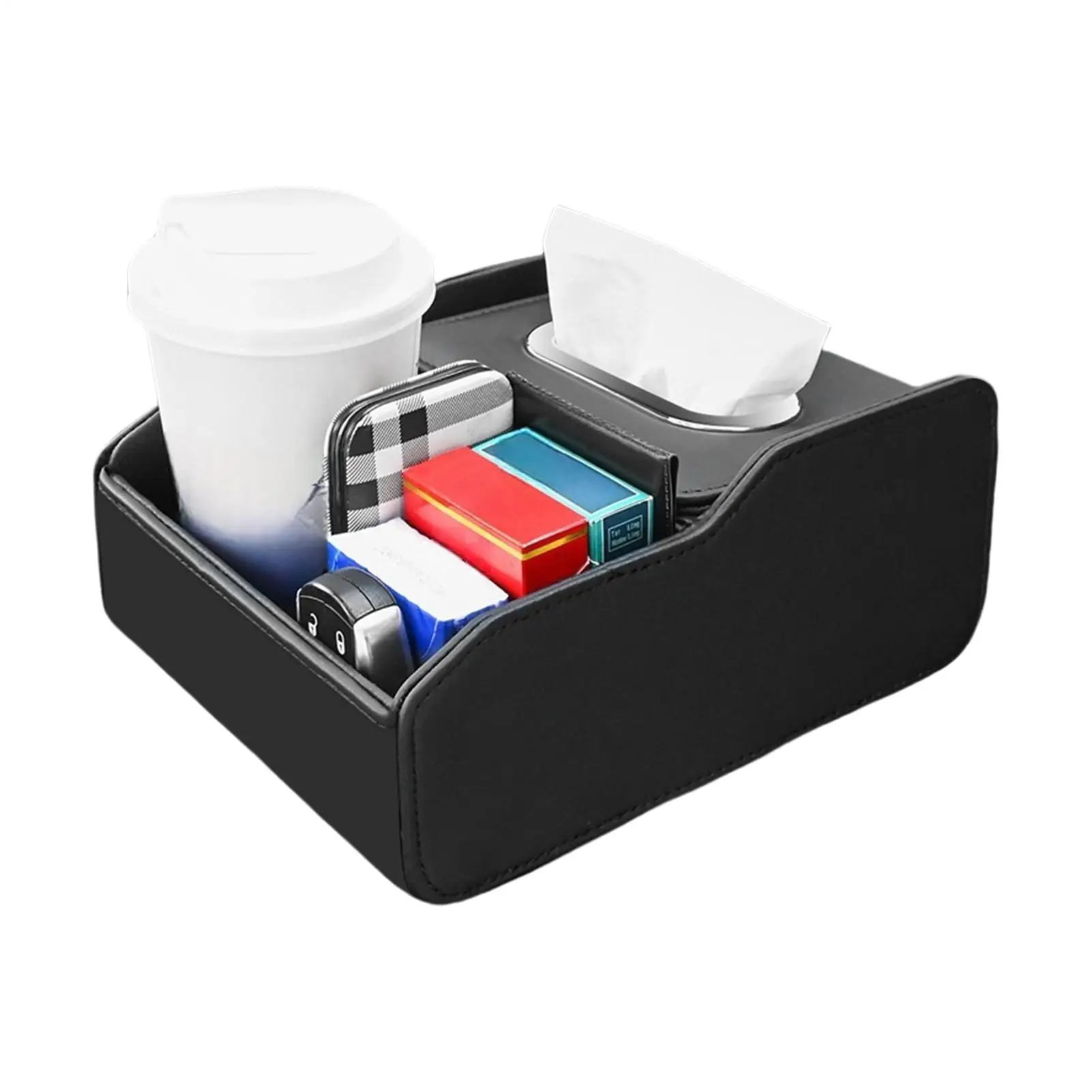 

Car Arm Rest Organizer Box Compartmented Container Armrest Box Car Storage Bin For Keys Sunglasses Cards Tissue Phone Charger