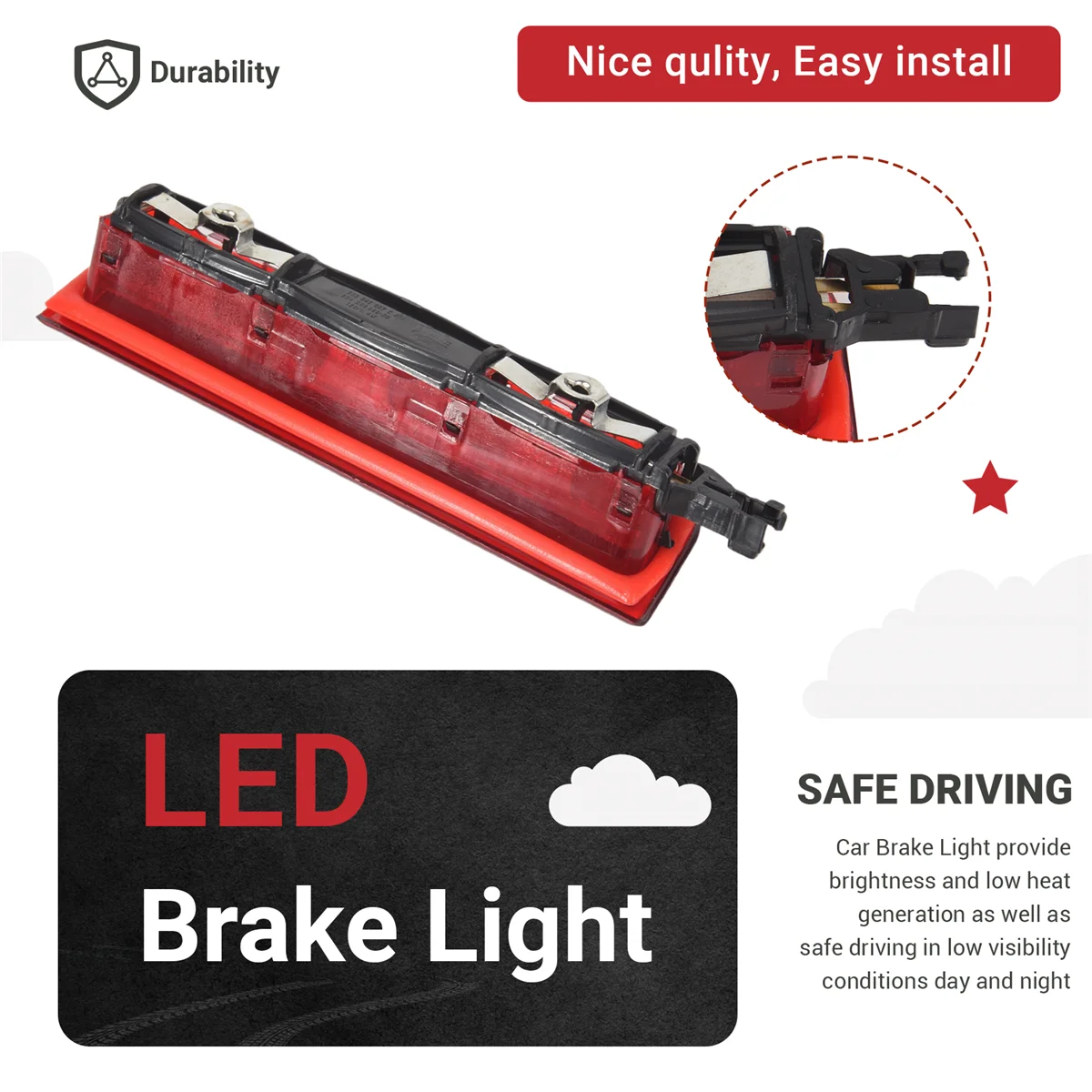 Hot 2004-2015 Caddy LED Third 3Rd Center High Level Rear Brake Light Lamp 2K0945087C