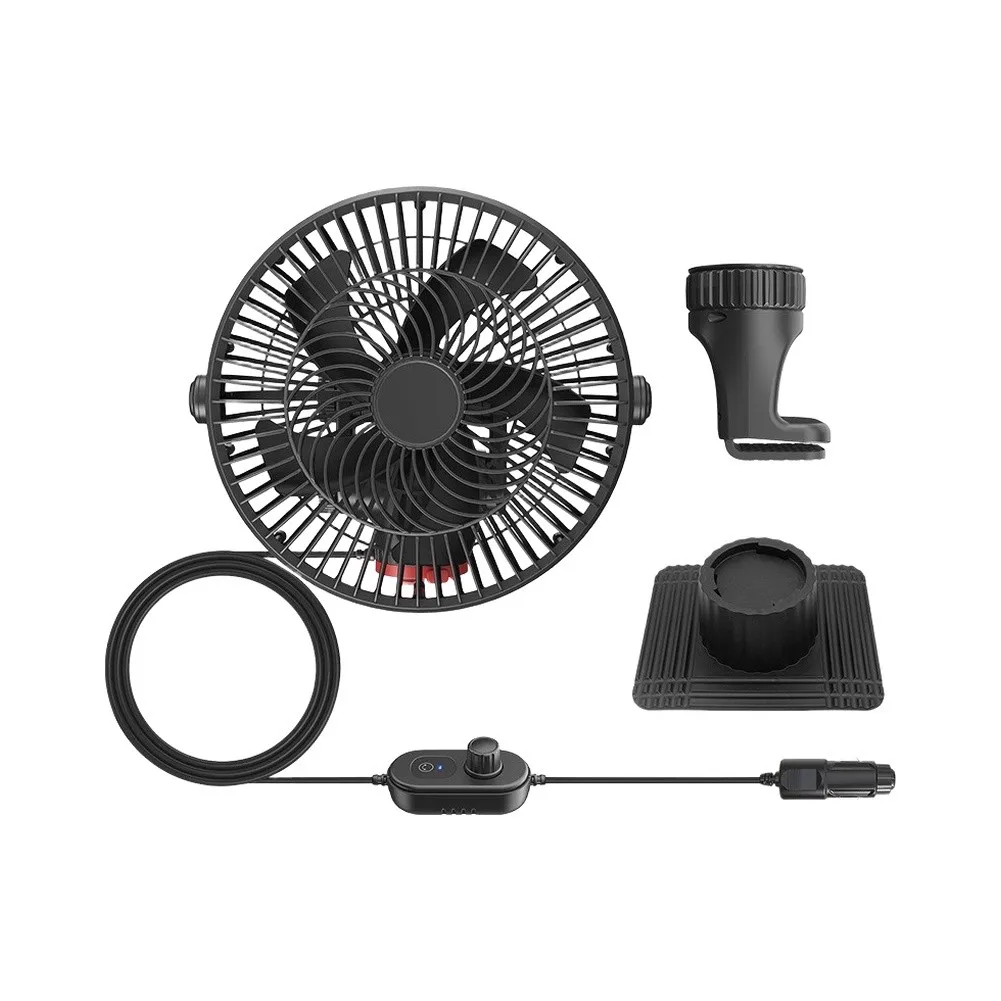 Car Electric Rotation Fan 24V 12V for Large Trucks Silent Strong Cooling ABS Black Fan with Robust Construction