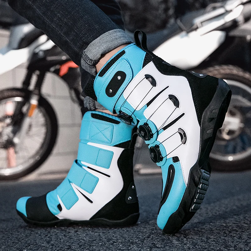 Equipe de motocicleta equitação sapatos de motocicleta e bezerro sapatos fivela botas de motocicleta proteção tornozelo botas de equitação de bicicleta