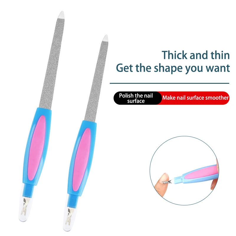 2IN1 Dead Skin Remover Fingernail File Nail Art Fork Cuticle Remover Nipper Pusher Trimmer Metal Pedicure Nails Care Nail Tools