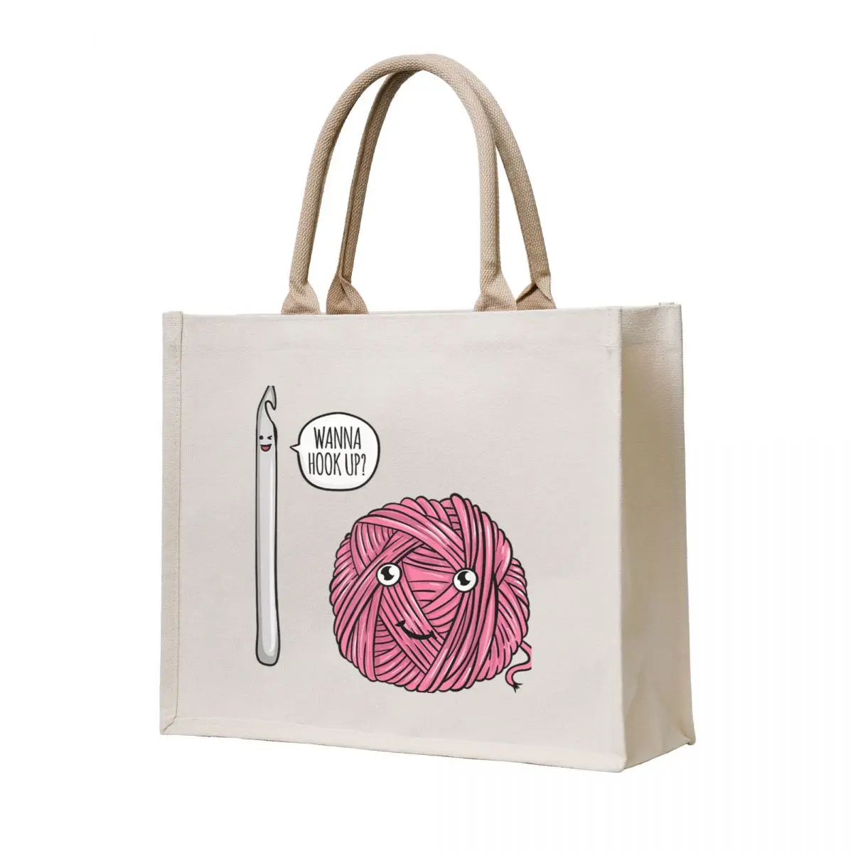

Funny Wanna Hook Up Crochet Lover Gift Crocheting Gifts Tote Bag tote bags men cute pouch bag Fabric bag