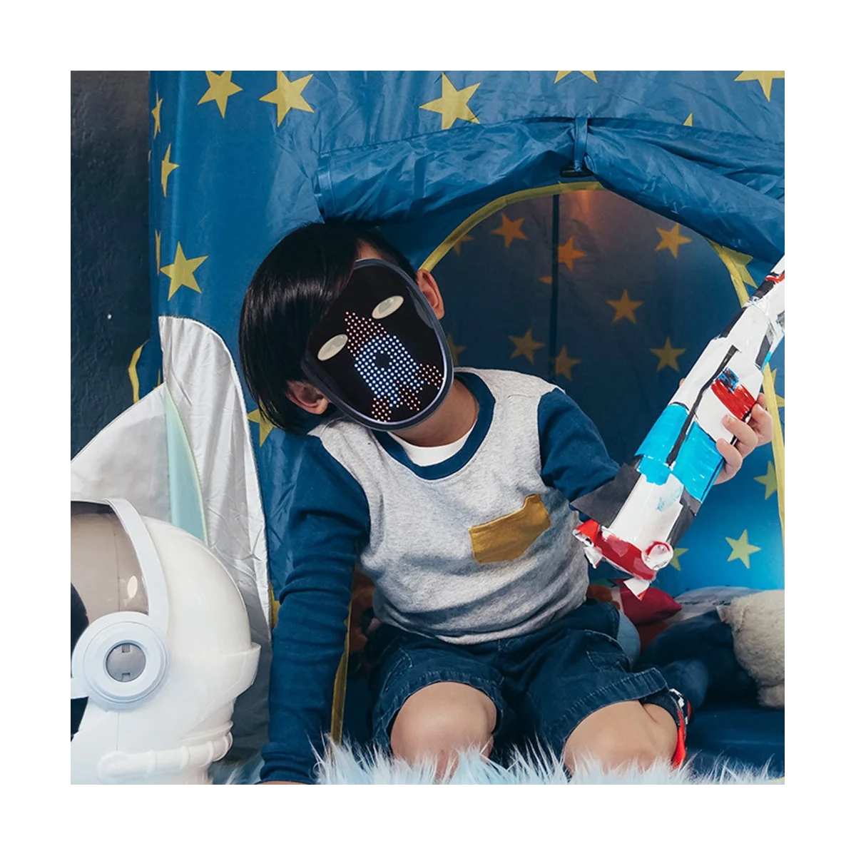 Máscara LED con detección de gestos para niños, máscara facial con luz transformadora para Halloween, fiesta de cumpleaños y fiesta de Mascarada
