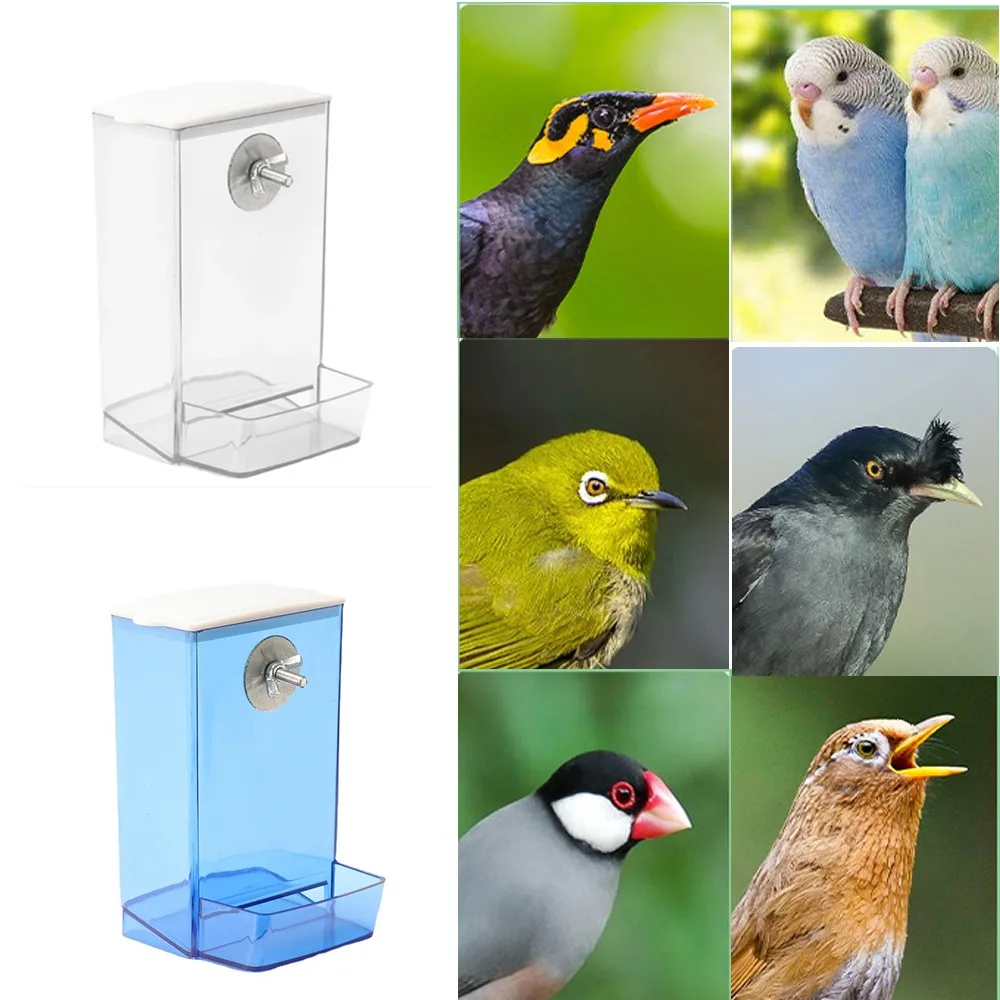 Large Capacity Bird Feeder Box Anti-Splash Bird Food Dispenser Durable Parrot Feeding Box for Small Medium Birds