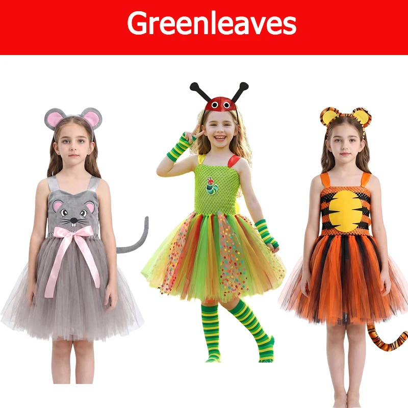 Disfraz de Halloween de Dálmata, Tigre, Oruga y Ratón para Niños de 4 a 12 Años, para Halloween, Carnaval, Festivales y Fiestas