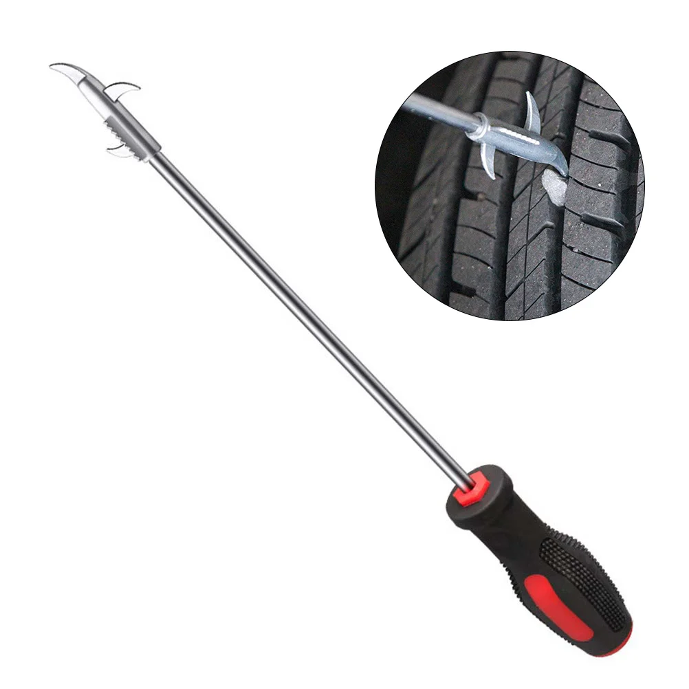 

Car Tire Cleaning Hook Three-Direction Design Non-Slip Handle Remove Stones Metal Objects Reduce Tire Wear Noise