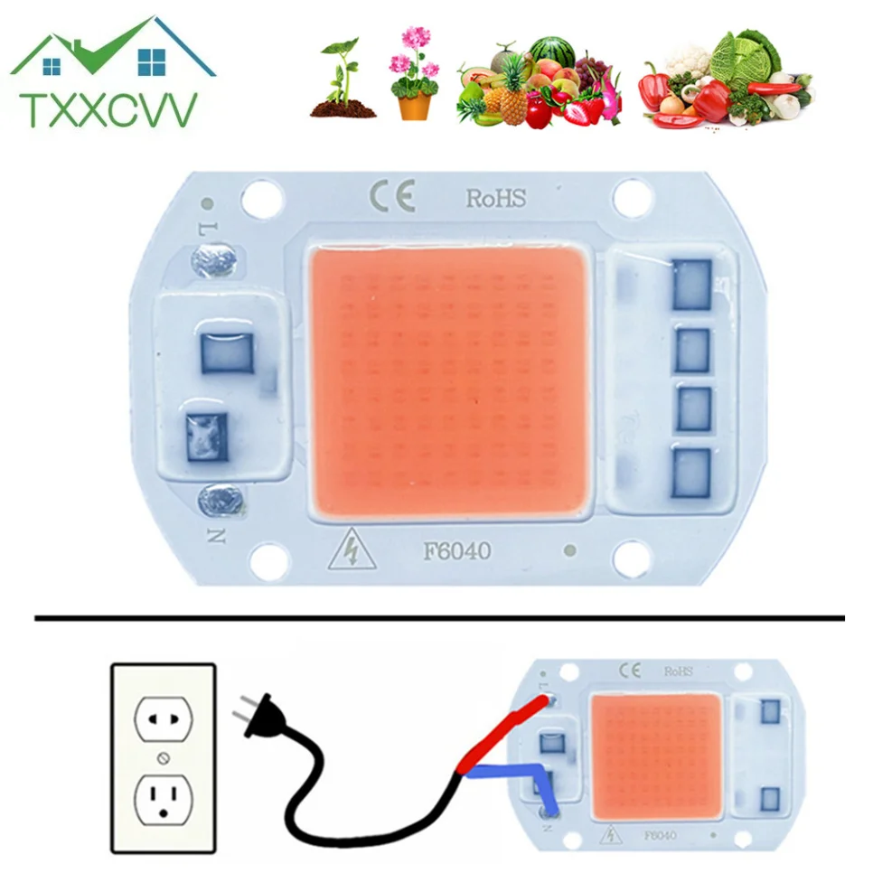 Puce LED 20W 30W 50W COB, spectre complet, pas besoin de pilote, perles de lampe LED pour projecteur de lumière d'inondation, éclairage à spectre complet, bricolage