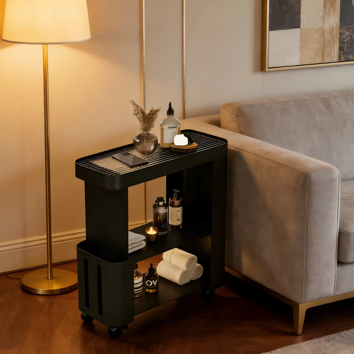 Very narrow sofa side few modern simple movable multi-layer storage trolley household storage crevice rack