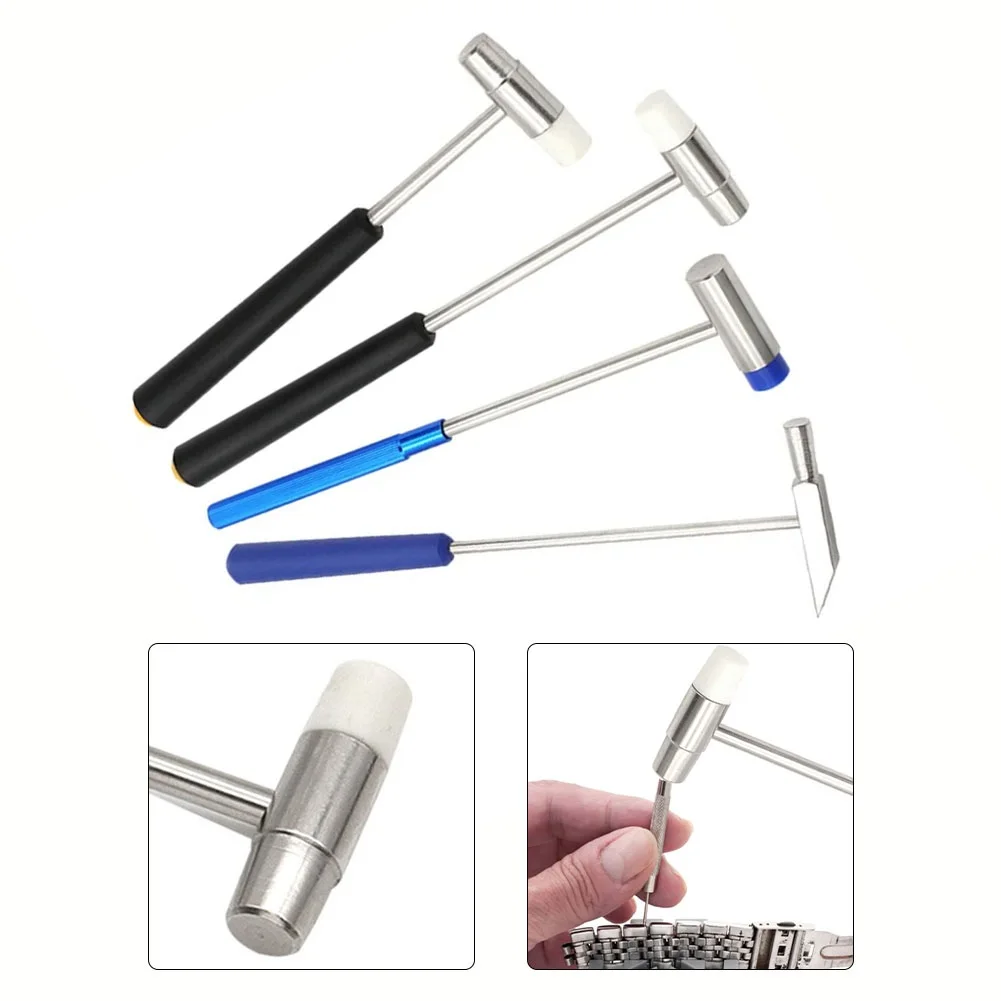 Mini marteau outil de réparation, marteau en caoutchouc métallique, marteau Portable à Double tête pour bricolage bijoux montre réparation outils à main 1 pièce