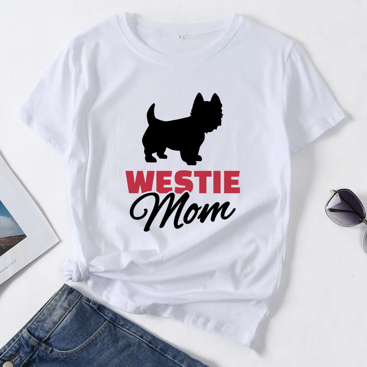 Westie Mom Mama Dog Animal Woman TShirt Cartoon Graphic Tshirts Ladies Summer Tops Female Commuter Tos Camisetas De Mujer