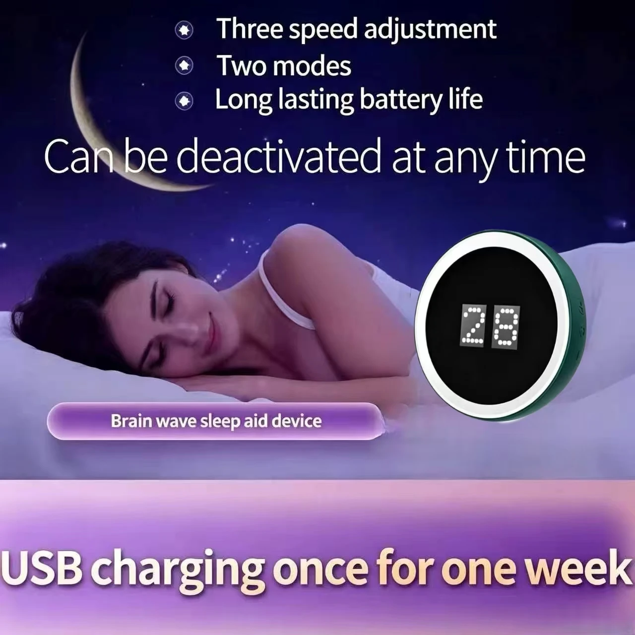 Sleep Calm Device Head Massager Brain Stimulation Neurofeedback Electrotherapy Relaxation Aid Rechargeable Portable