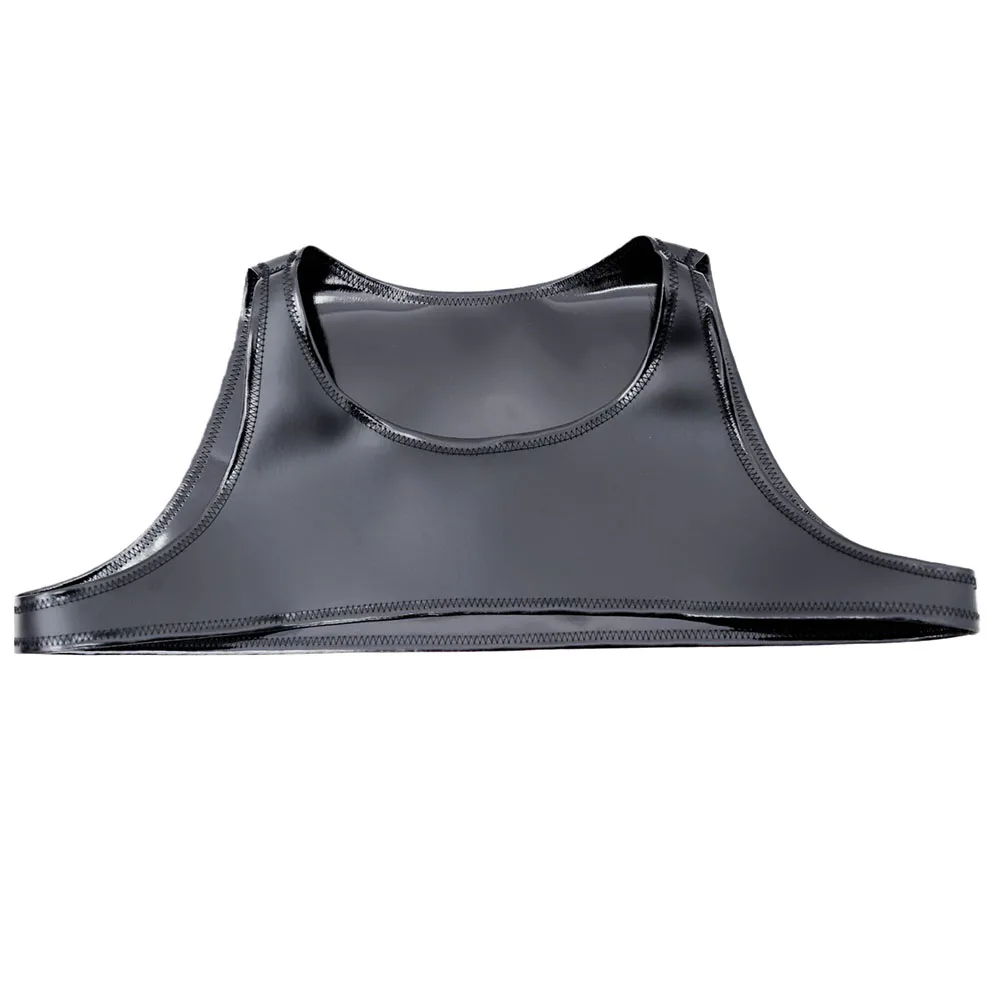 

1pc Men Cloth Latex Crop Vest Tight Muscle Shaping Nightclub Wear Gay Erotic Tank Tops Sexy Chest-Exposing Slimming Latex Vest