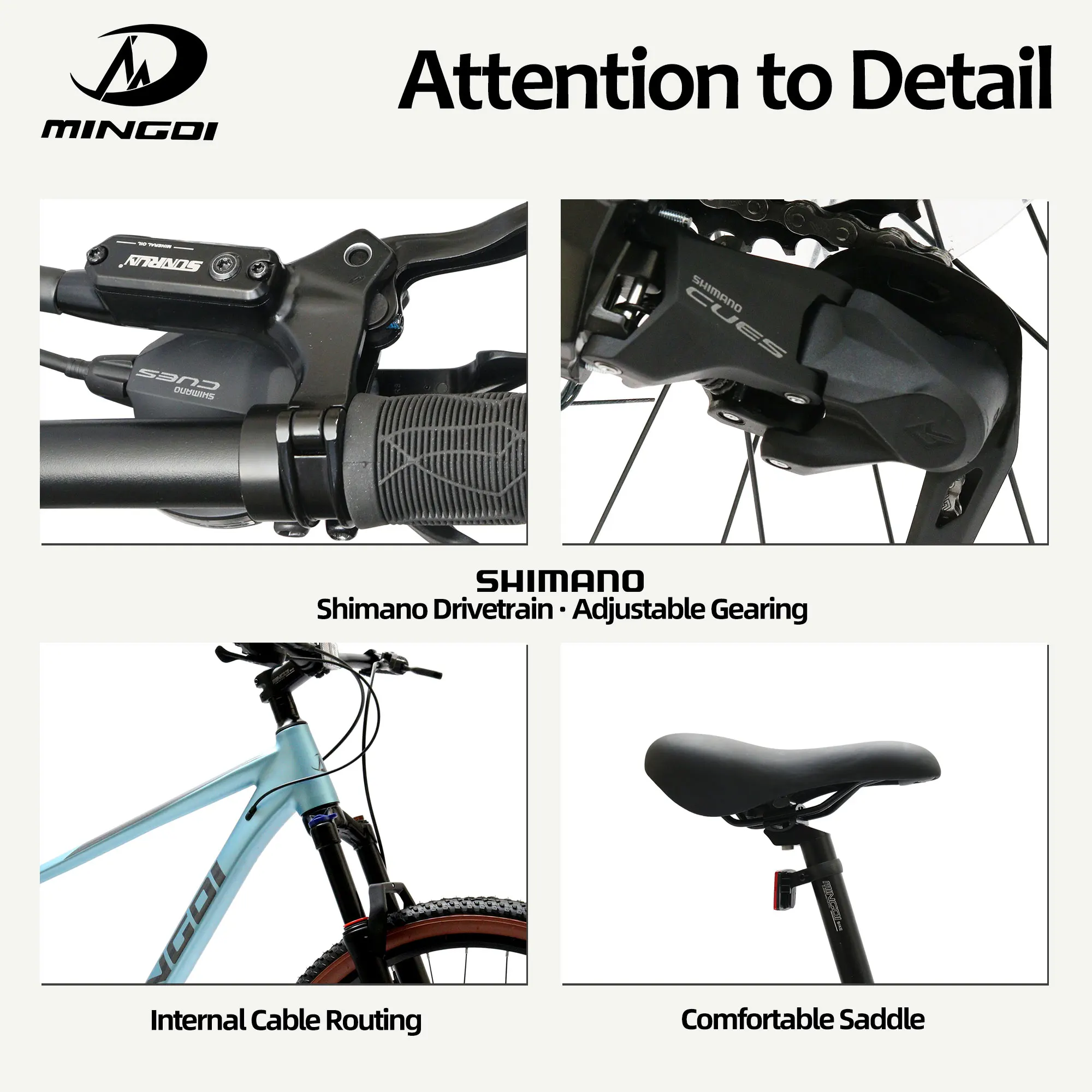 29 Inch Lightweight Mountain Bike 9 Speed Aluminum Alloy Frame Hydraulic Disc Brake Suspension Fork Wide Tires Comfort Saddle