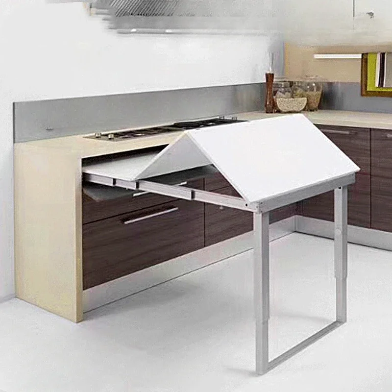 

Hidden Folding Table Rails Aluminum Cabinet Drawer Telescopic Dining Table Slide Flat Push Folding Hardware Accessories
