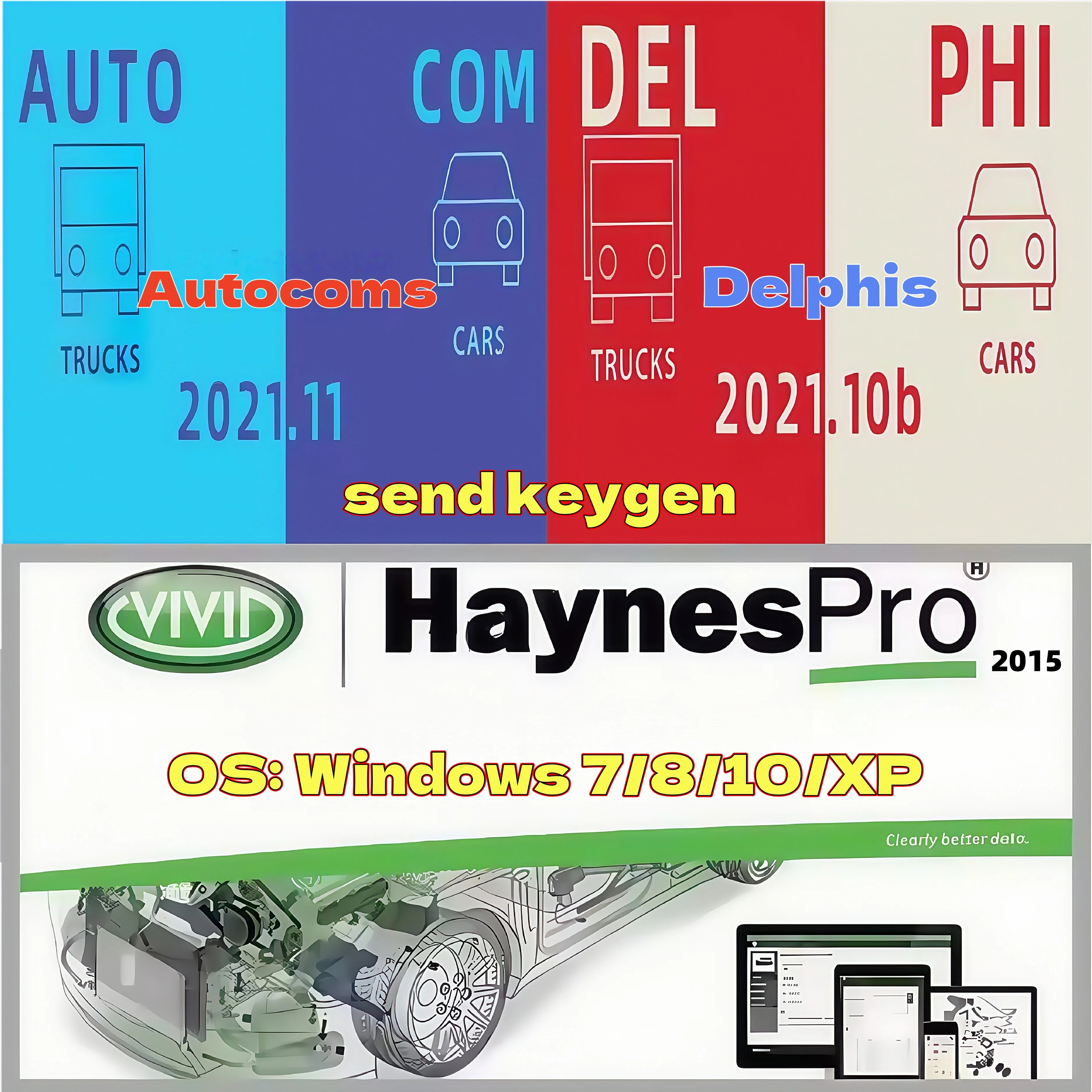 

Delphis DS150 Autocoms 2021 & Haynes Pro Vivid 2015 Auto Repair Data Bundle - OBD2 Diagnostic Software for Trucks & Automotive