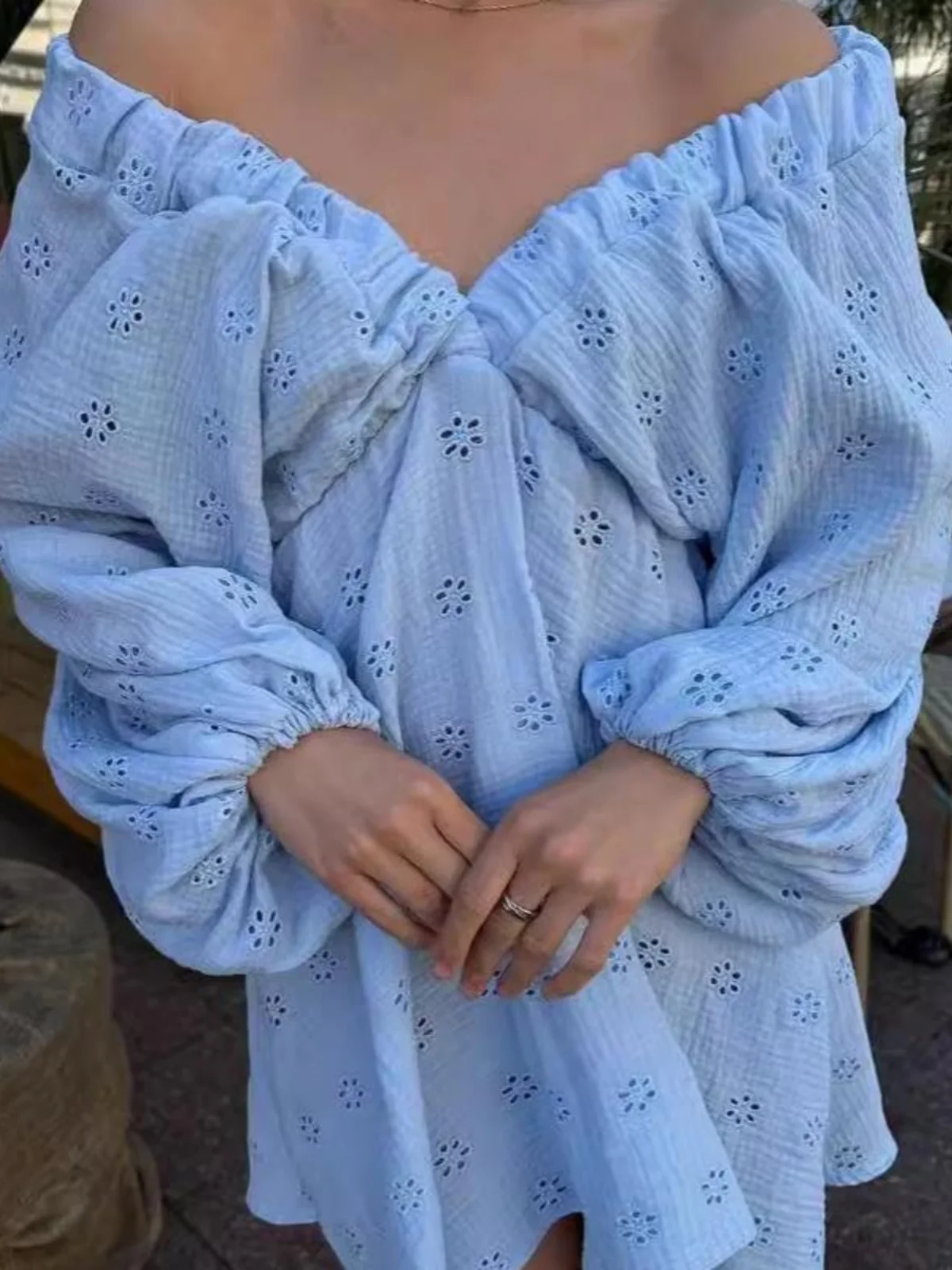 Abito lungo a vita alta Sve V-Ne Bubble Sve Dr Maxi Abito da donna Faion Primavera Estate Autunno Inverno Materiale in poliestere