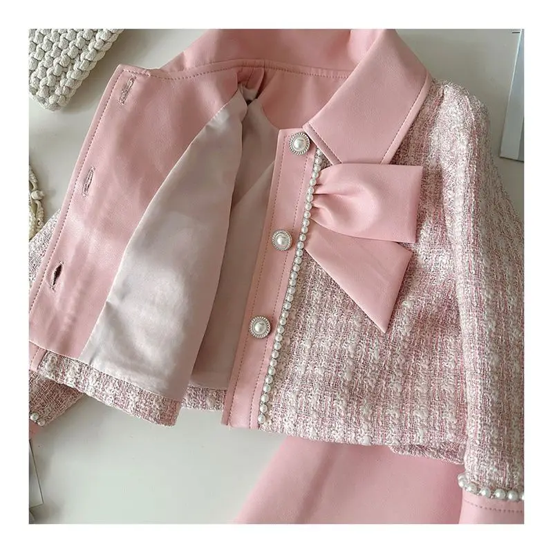 OLEKID 2026 Kinder Mädchen Französisches 2-Teiliges Kleidungsset Herbst 2-8 Jahre Kinder Mädchen Kleiner Duftmantel Zweiteiliger Faltenrock-Outfit – Detail 6