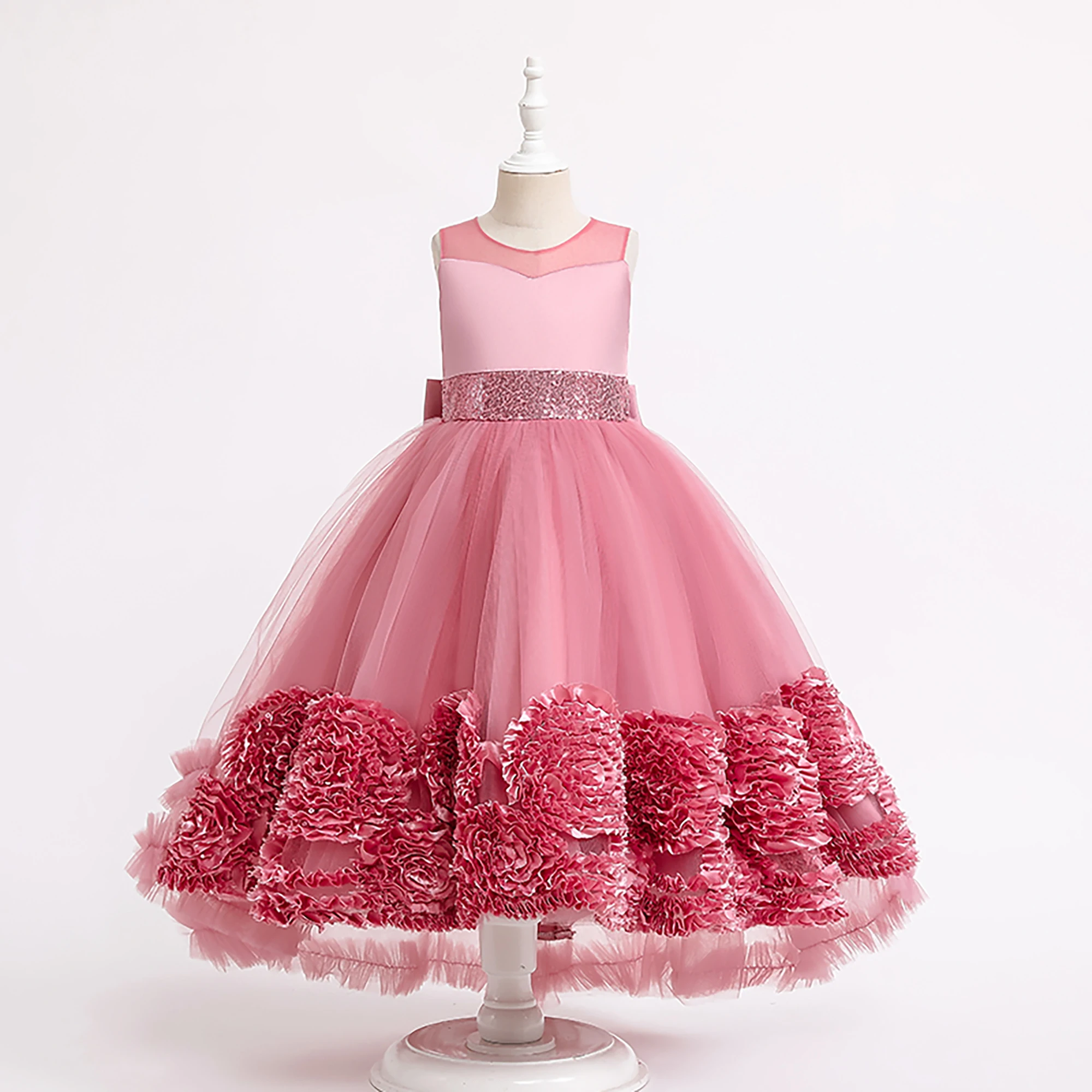 

ORIENTER Kids Dresses for Girls Tutu Flower Wedding Party Prom Gown Children's Princess Evening Spring Trailing Frocks 8 12Y