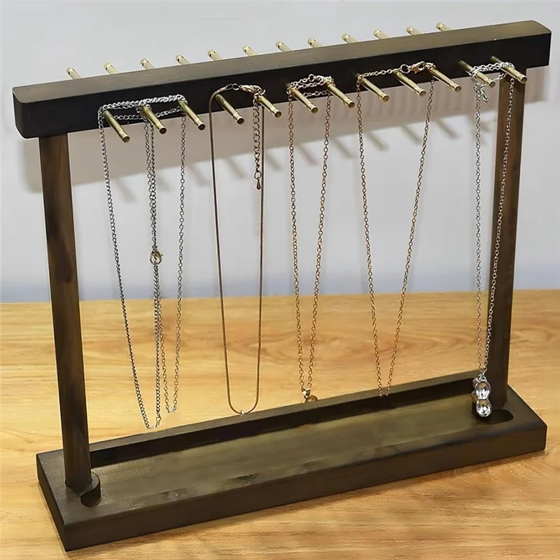 

ABWP-Necklace Stand With Ring Tray And Storage Necklaces Rings Watches Metal Desk Organizer Stand