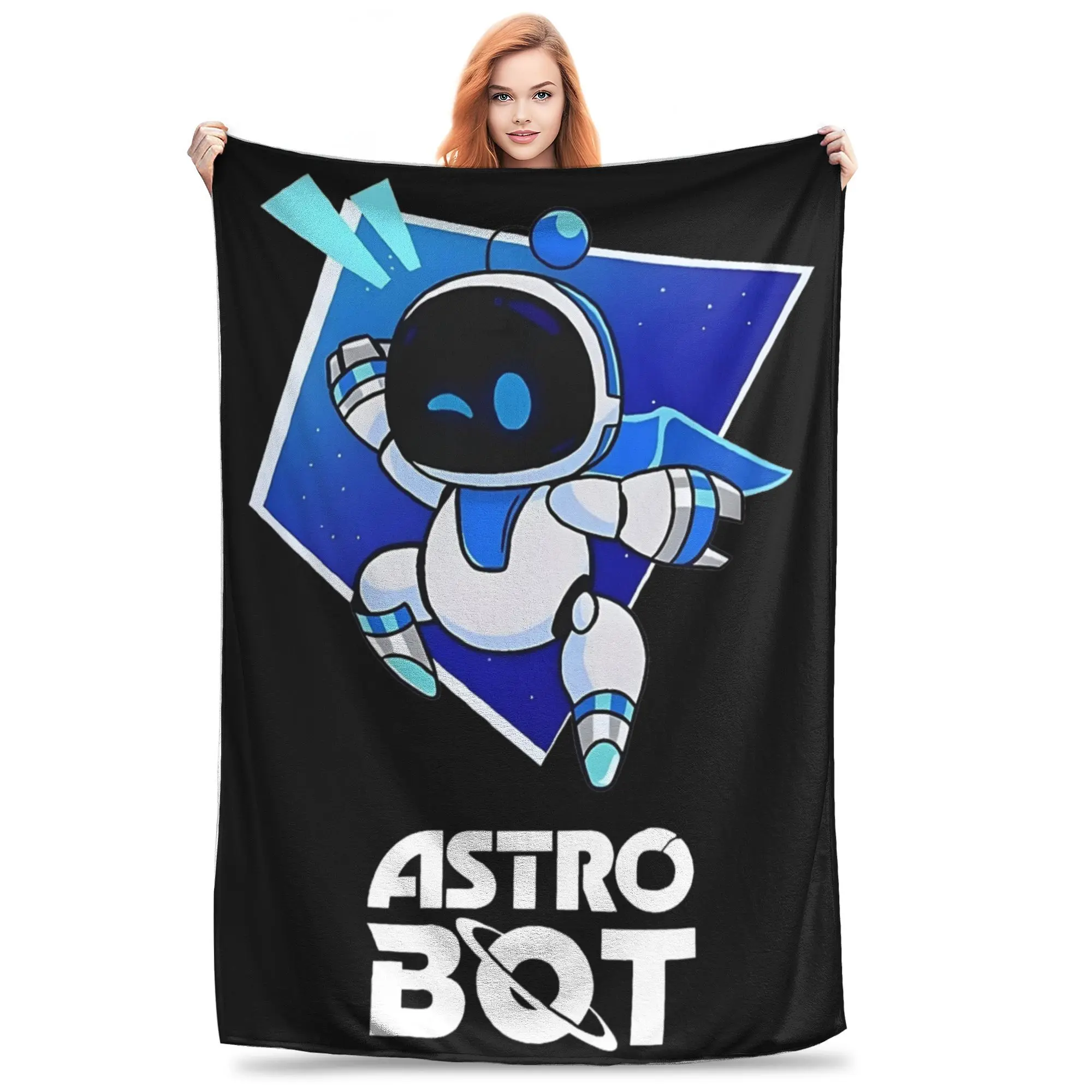 Cute Astrobot Emotions  Throw Blanket for Couch Astros Playroom Soft Cozy Plush Blanket 50x60 Inches Multi-size Bedspread