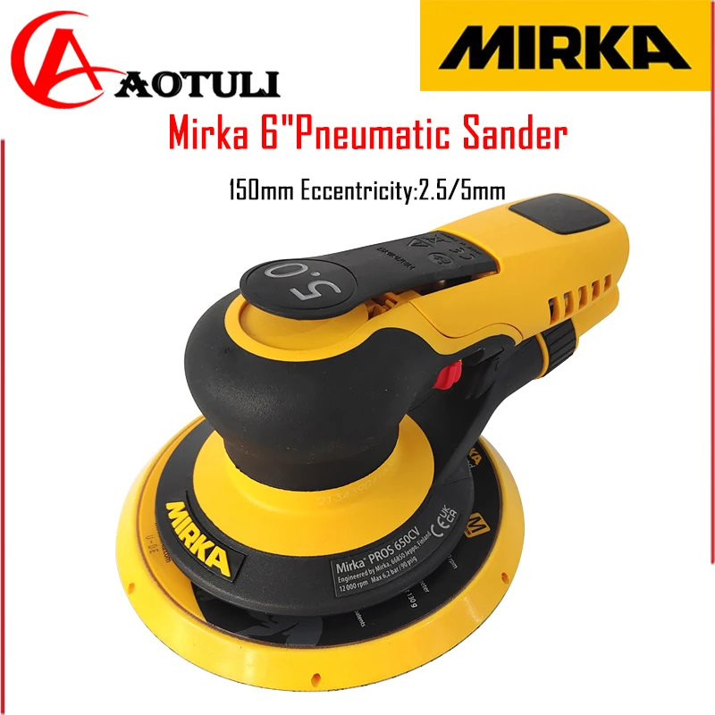 

Mirka Pneumatic 6-inch Sandpaper Machine Car Putty Grinding Round 150mm Eccentric 2.5/5mm Grinding Machine