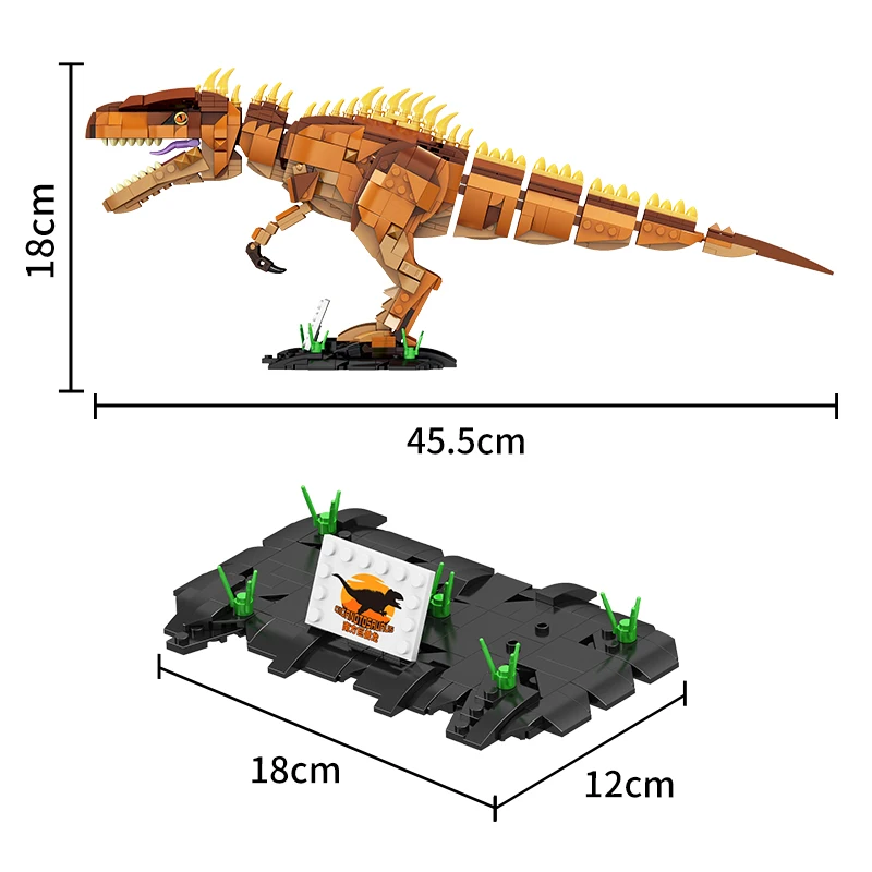 NEW MOC Jurassic Dino World Dinosaurs Giganotosaurus DIY Building Blocks Bricks Dinosaurios Park Figures Toys For Children Gifts