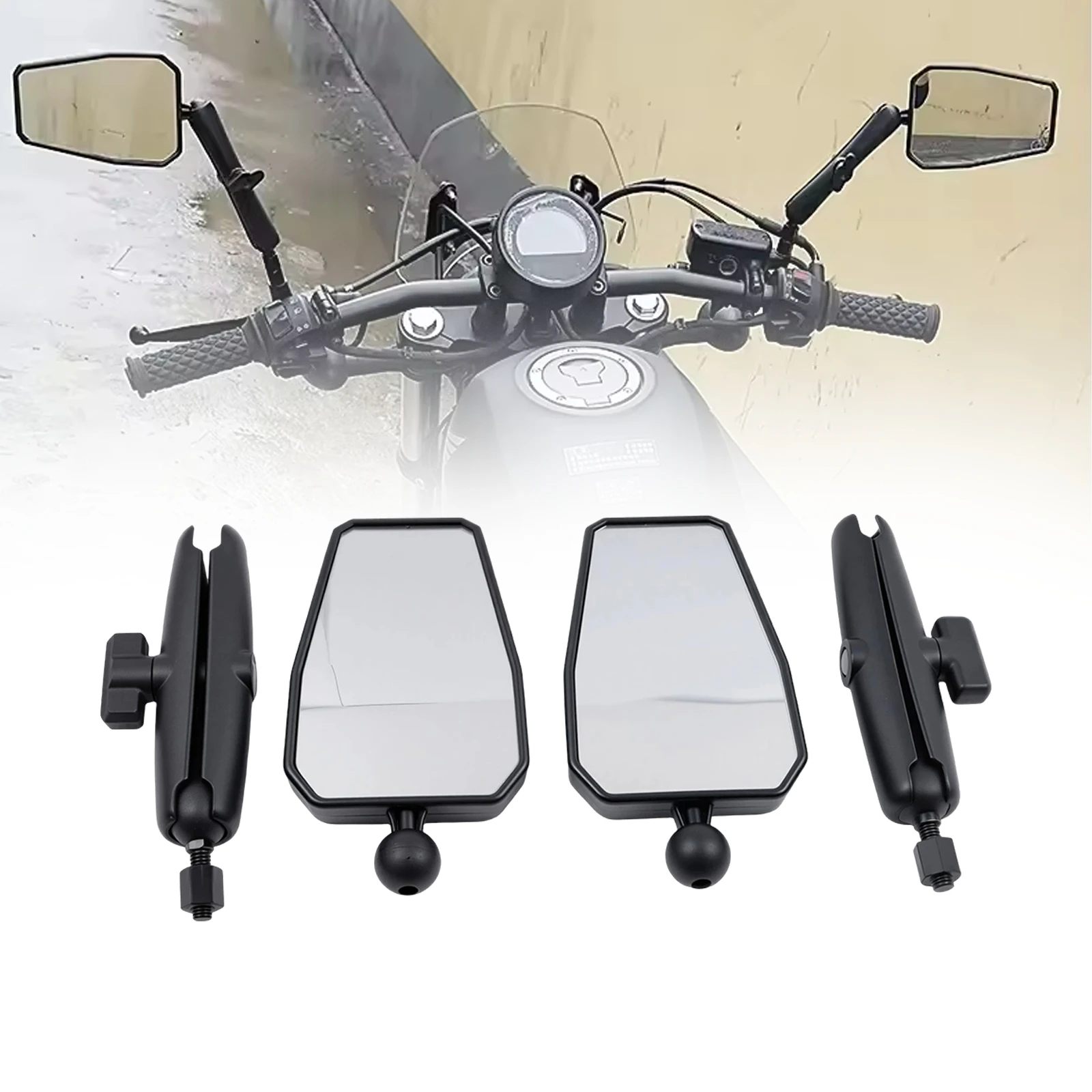 Universal Motorcycle Foldable Rear View Mirror 360 Degree Rotating ADV Off Road Wide View Handlebar Mirrors For Kawasaki Suzuki